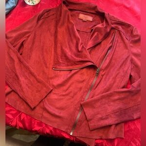 XL Maroon Faux Suede Jacket